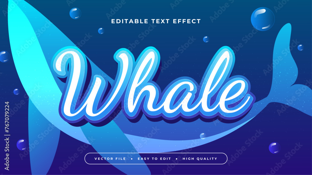 Blue and white whale 3d editable text effect - font style Blue and white whale 3d editable text effect - font style