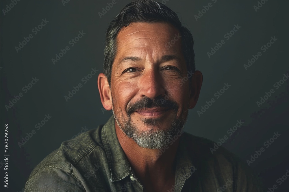 Portrait of handsome mature man with beard and mustache on dark background Portrait of handsome mature man with beard and mustache on dark background