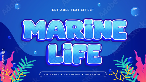 Blue white and pink marine life 3d editable text effect - font style