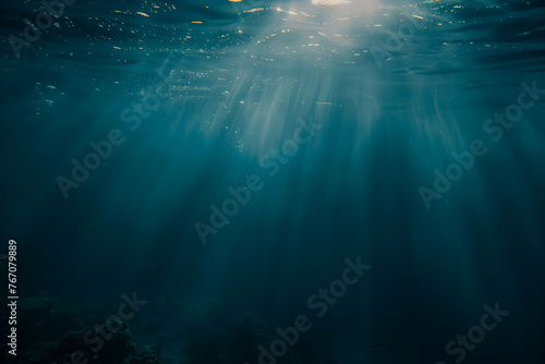Mystical Underwater Landscape with Sunlight Rays