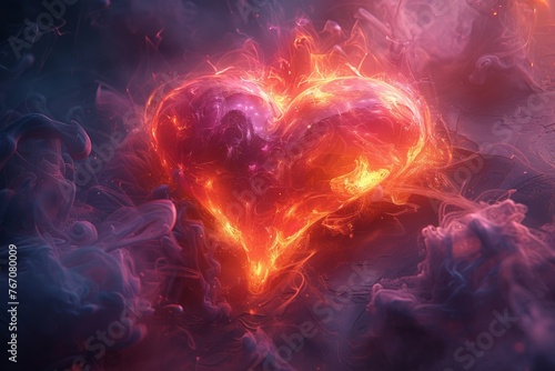 Softly glowing heart in the center of a dreamy  abstract backdrop  creating a serene atmosphere   