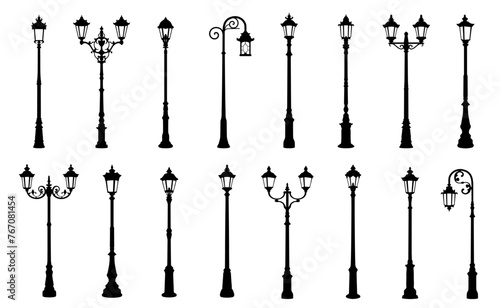 street old lamps silhouettes on the white background volume 1 © jan stopka