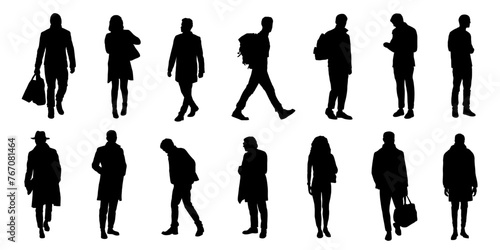 people on street silhouettes on the white background volume 1