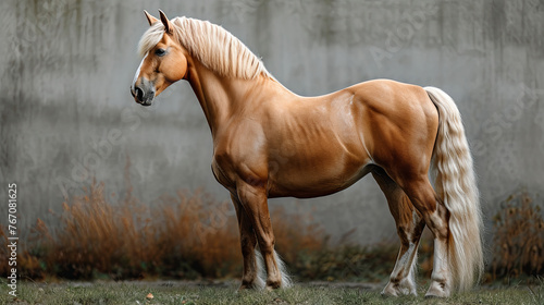 A red Haflinger horse with a white mane 