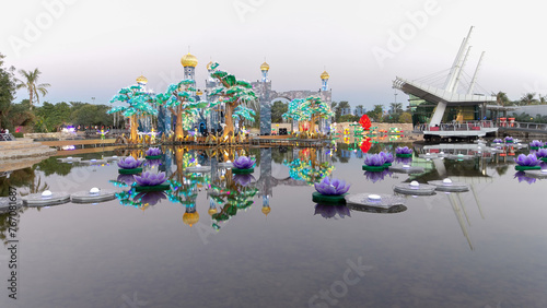 Canvas Print Dubai Glow Garden day to night timelapse is a state of Art architecture featurin