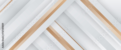 White and gold minimal geometric shape abstract banner. For business banner, formal backdrop, prestigious voucher, luxe invite, wallpaper and background