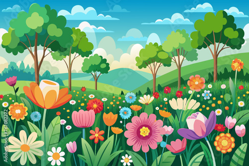 spring-blooming-flowers vector illustration 