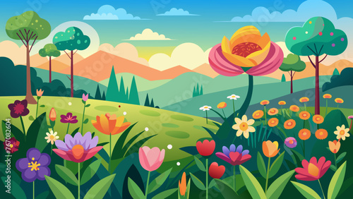 spring-blooming-flowers vector illustration © Jutish