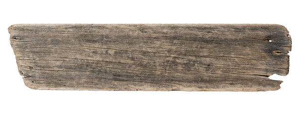 Sea drift wood plank isolated on transparent background. Template mockup