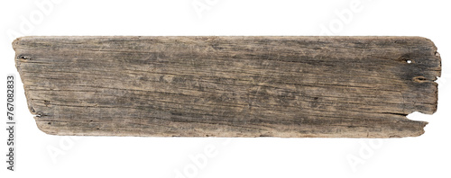 Sea drift wood plank isolated on transparent background. Template mockup