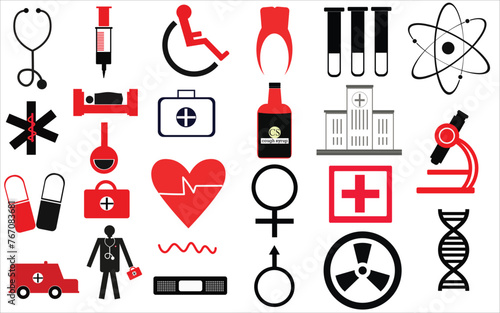 Medicine Symbols Icons For Hospital Medical Centre 