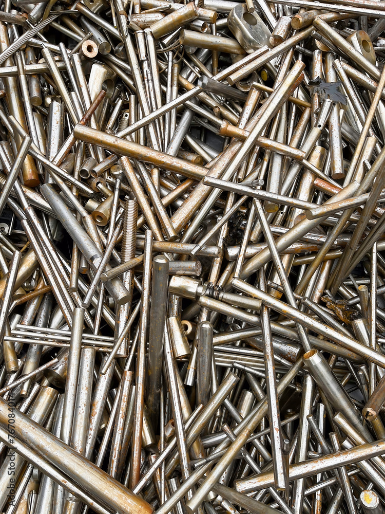 Scrap stainless steel rods ready to be recycled Scrap stainless steel rods ready to be recycled