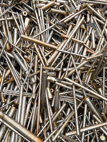 Scrap stainless steel rods ready to be recycled