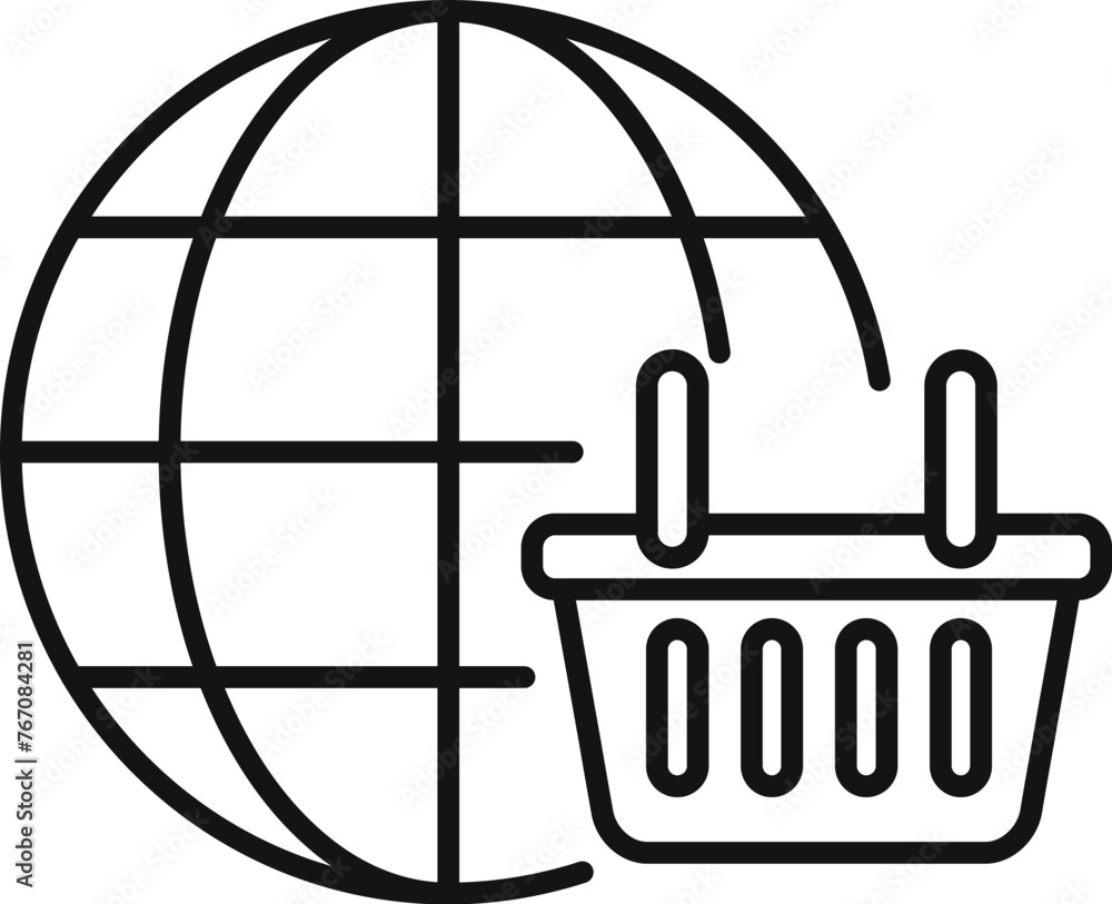 Global online store icon outline vector. Business customer service. Credit cash care Global online store icon outline vector. Business customer service. Credit cash care