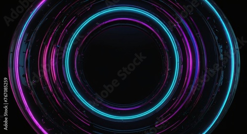 Abstract neon circles background