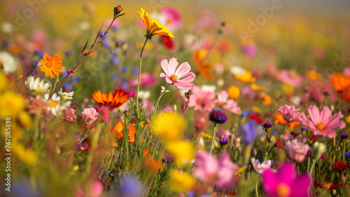 A close-up shot of a colorful Namaqualand wildflower field in bloom, capturing the beauty of the indigenous flora and the significance of flowers in South African culture photo
