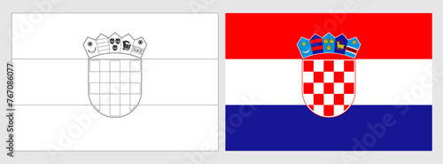 Tablou pe pânză Croatia flag - coloring page