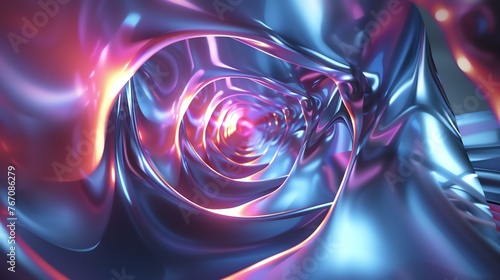 3D rendering. Abstract background with a glowing tunnel.
