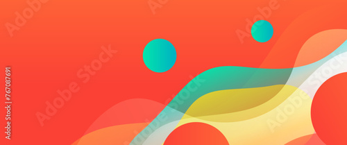 Green orange and yellow vector gradient abstract banner with shapes elements. For background presentation, background, wallpaper, banner, brochure, web layout, and cover