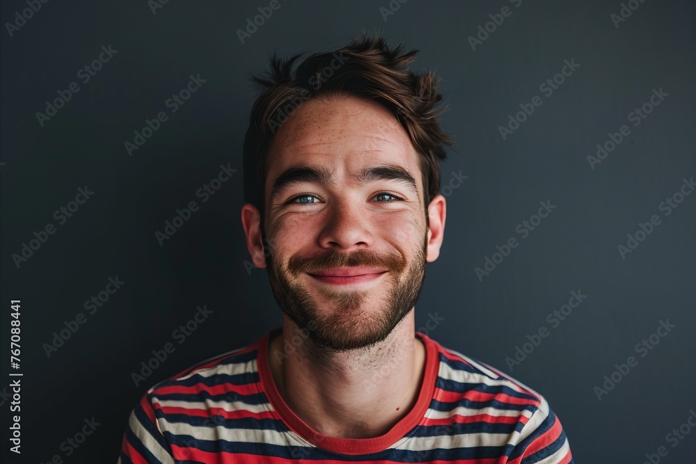 Portrait of a handsome young man with beard against grey background. Portrait of a handsome young man with beard against grey background.