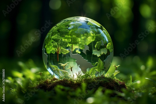 Celebration of Earth Day Generative AI picture green planet beautiful nature in danger AI pic