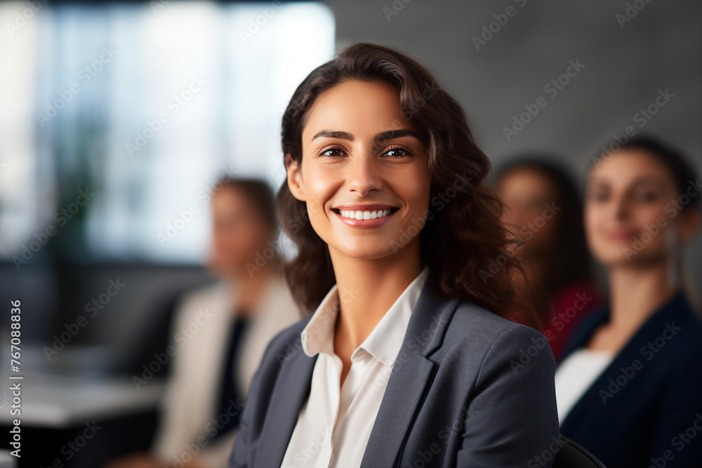 Corporate meeting with successful business people in modern workstation building Generative AI Corporate meeting with successful business people in modern workstation building Generative AI
