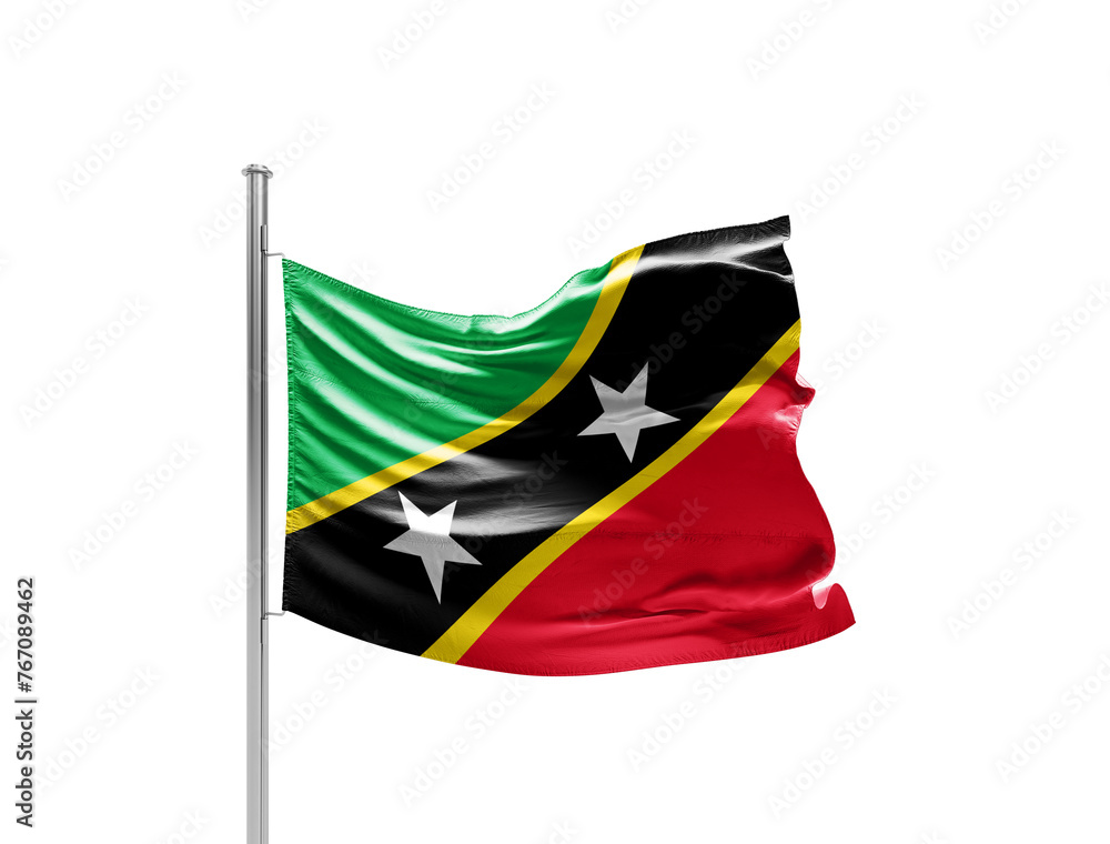National Flag of Saint Kitts and Nevis. Flag isolated on white background with clipping path.