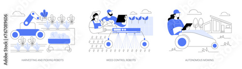 Agricultural robots isolated cartoon vector illustrations se
