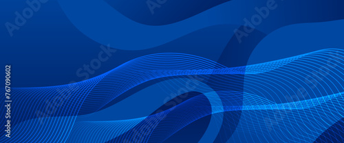 Blue abstract banner with shapes. For business banner, formal backdrop, prestigious voucher, luxe invite, wallpaper and background