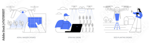 Agricultural drones isolated cartoon vector illustrations se