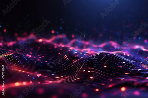 abstract neon wavy glowing background, shiny background, AI Generative