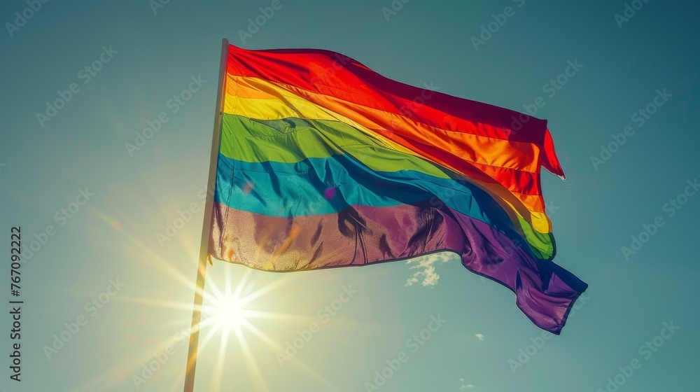 Minimalist rainbow flag waving symbolizing LGBTQ+ pride and community ...