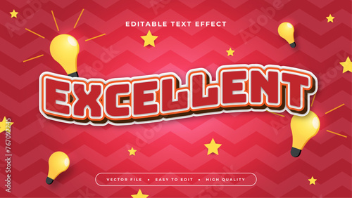 Red white and yellow excellent 3d editable text effect - font style