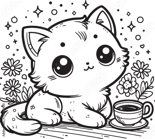 cartoon, vector, animal, cat, illustration, coloring, drawing, funny, line, fun, coloring book, children, sketch, pet, cute, lion, art, kitten, love, character, baby, outline, smile, design, comic,bla