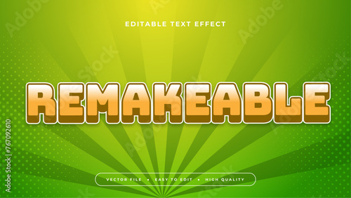Orange white and green remakeable 3d editable text effect - font style