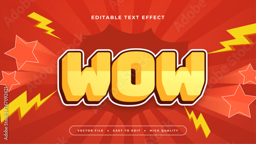 Yellow and red wow 3d editable text effect - font style