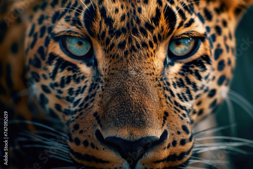 A close-up portrait capturing the intense gaze of a majestic leopard © Veniamin Kraskov