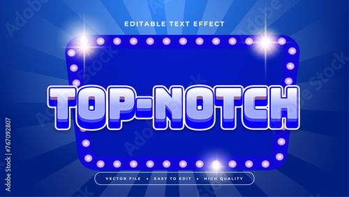 Blue and white top notch 3d editable text effect - font style