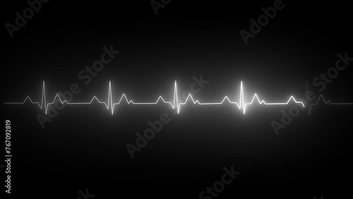 Abstract neon heartbeat signal icon animation background . photo