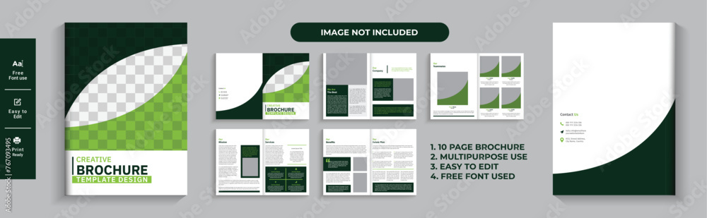 Fototapeta premium Brochure template layout design, minimalist brochure, multipage business brochure template, Multipurpose template with cover, annual report, corporate company profile, editable template, 