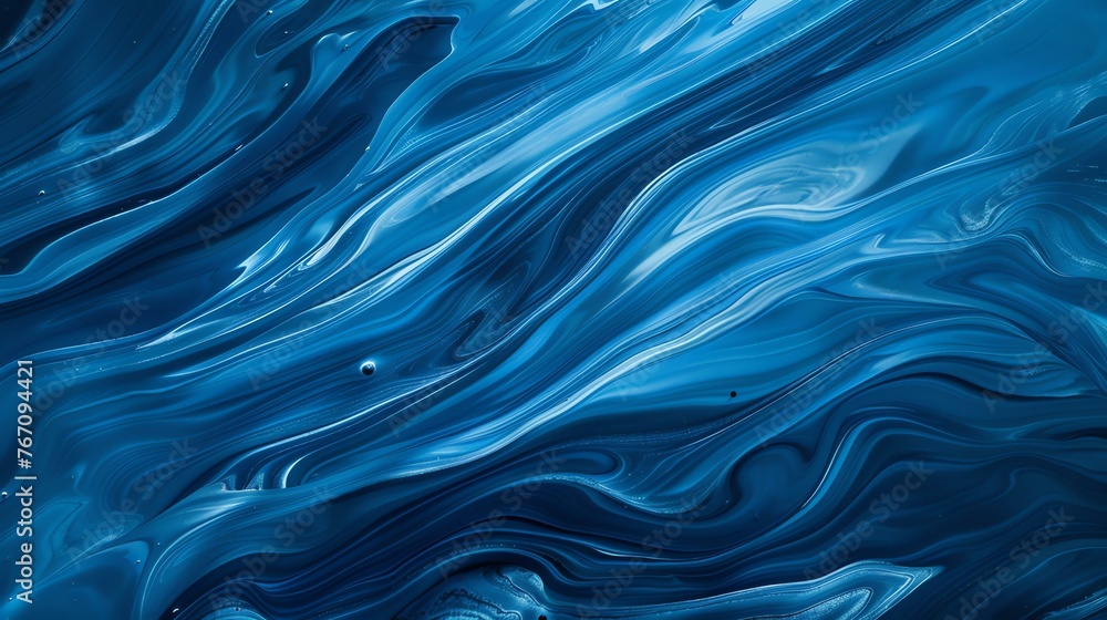 Abstract blue and white fluid acrylic painting.