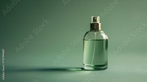 perfumes on a green background  Transparent bottle of perfume with white label  Perfume glass bottles isolated  Bottle of perfume with flowers on color background  Generative Ai