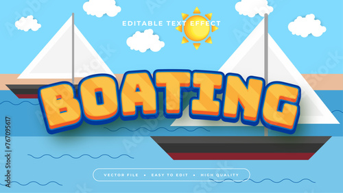 Blue white and yellow boating 3d editable text effect - font style