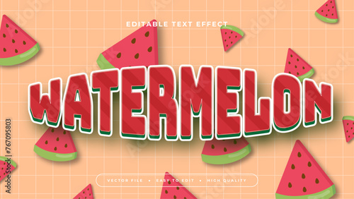 Green red and beige watermelon 3d editable text effect - font style