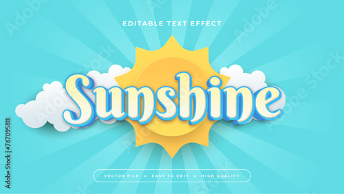 Blue white and yellow sunshine 3d editable text effect - font style