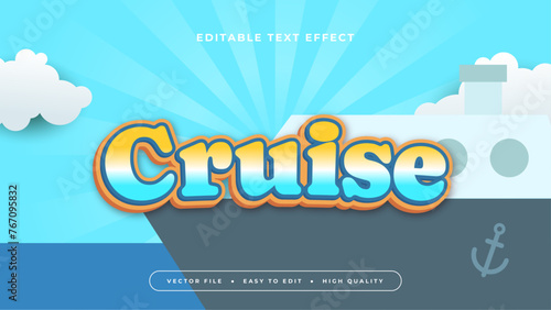 White blue and yellow cruise 3d editable text effect - font style
