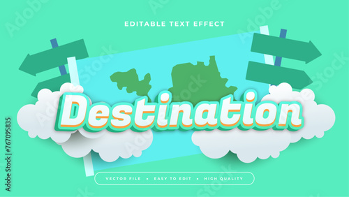Green white and blue destination 3d editable text effect - font style