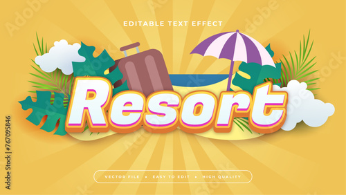 Green yellow and white resort 3d editable text effect - font style