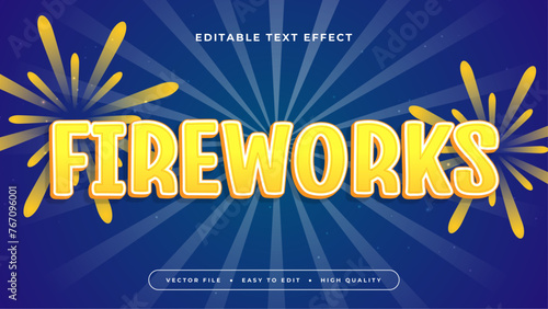 Blue and yellow firework 3d editable text effect - font style