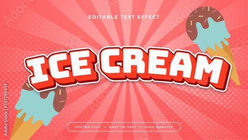 Red white and brown ice cream 3d editable text effect - font style